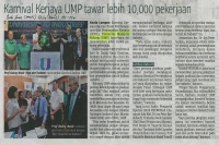 Berita Harian: Karnival Kerjaya UMP tawar lebih 10,000 peker